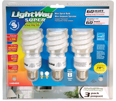 Bulb Compact Fluor Energy Saving 13W Soft White 3/pkg
