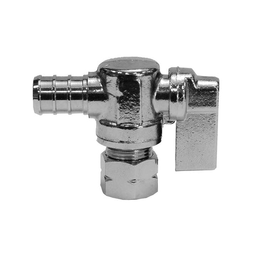 PEX 1/2-inch x 3/8-inch OD Chrome-Plated Brass Compression Angle Stop valve | Chtools