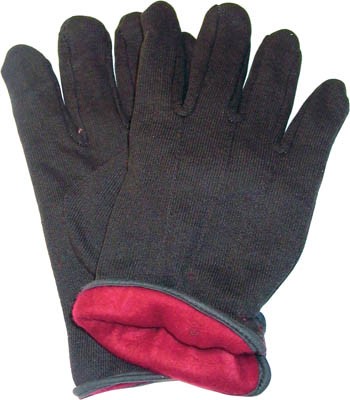 Gloves Jersey Lined Brown/Red