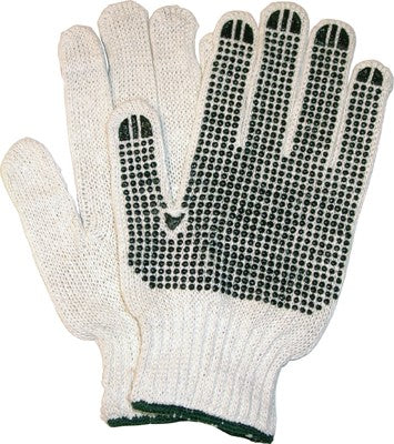 Gloves Knitted PVC Dots Green (L)