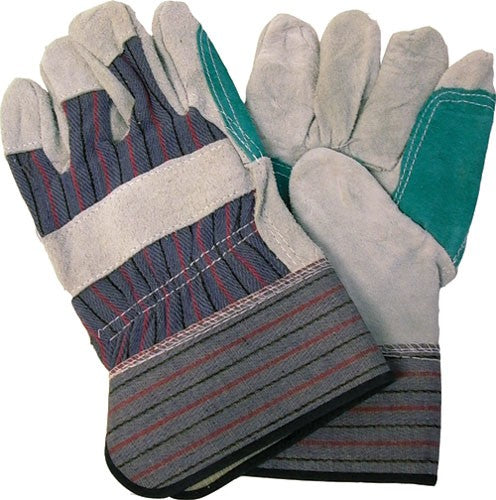 Gloves Leather Split Cowhide Rubberized Cuff Reinforce Palm