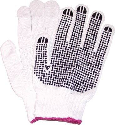 Gloves Knitted PVC Dots Red (S)
