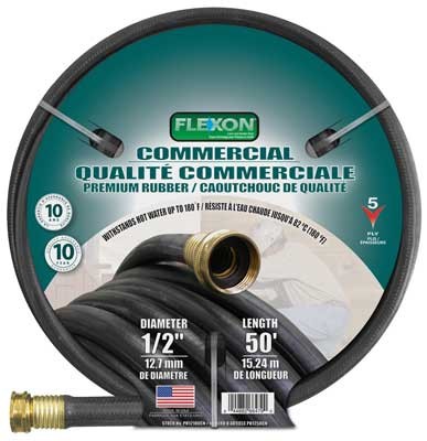 Garden Hose 1/2" x 50' Premium Rubber (Black)
