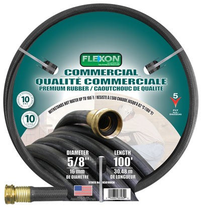 Garden Hose 5/8" x 100' Premium Rubber (Black)