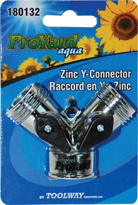 Hose Y Connector w/2 Valves Zinc
