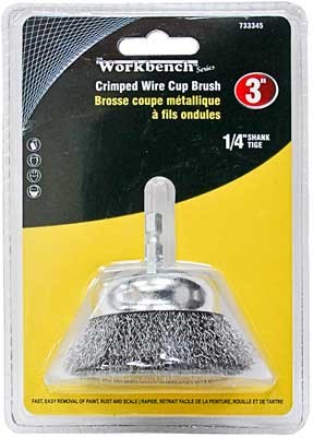 Wire Cup Brush 3in Crimped 1/4in Shank