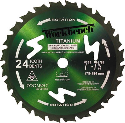 Saw Blade Silicon Coated Titanium 7in - 7 1/4in (178-184mm) 24T 8300RPM