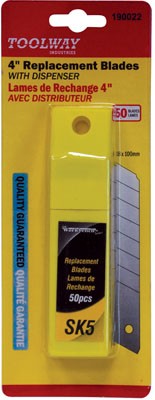 Utility Blade 100mm x 18mm with Plastic Hanging Box 50/pkg