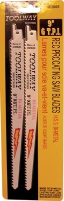 Recip Saw Blade 9in 6T Bi Metal HSS 2/pkg