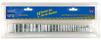 Socket Set 14pc 1/2in Dr. (Shallow) Metric