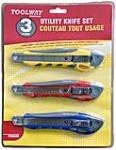 Utility Knife Rubber Grip 3pc Set