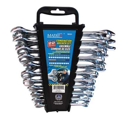 Combination Wrench Set Curved 22pc SAE/Metric
