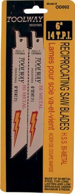 Recip Saw Blade 6in 14T Bi Metal HSS 2/pkg