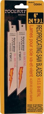 Recip Saw Blade 6in 24T Bi Metal HSS 2/pkg