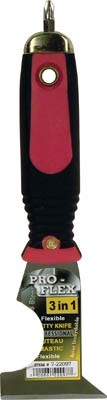 Putty Knife Scraper 3in1 SS Rubberized HDL