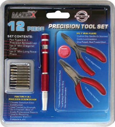 Screwdriver Precision & Mini Pliers 12pc Set