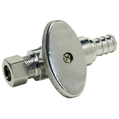 Pex Chromed Stop (Straight) 1/2"x3/8" Barb x Comp.