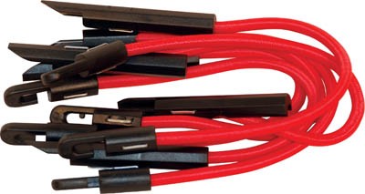 Bungi Cord 10mm x 12in Push and Hook 6/pkg Red