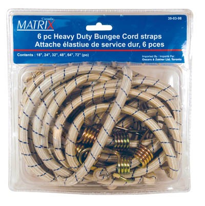 Bungee Cord 18in - 72in 6/pkg