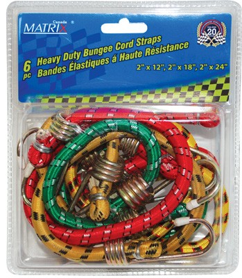 Bungee Cord 2pcs x 12, 18, 24in 6/pkg