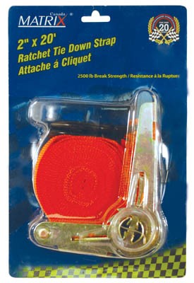 2" x 20' Ratchet Tie Down - 2100 Lb BS