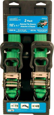 2 pc 1-1/4" x 16' Ratchet Tie Down - 2000 LB BS