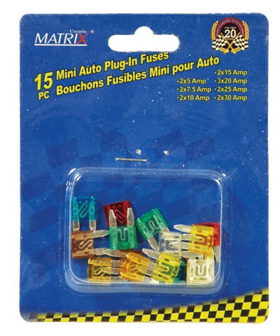 15 pc Mini Auto Plug-In Fuses