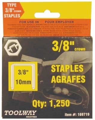 Staples T50 3/8in x 3/8in Crown 20ga 4 x 1250/pkg toolway