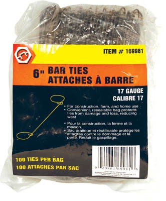 Black annealed Bar ties 8" 17G 2500/bag
