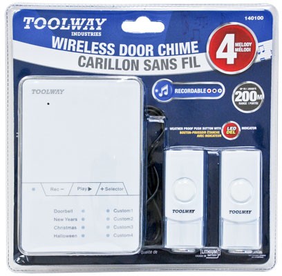 Door Bell with Wireless Remote Touch Button and Waterproof Transmiter Flash & Ring Option (Black)