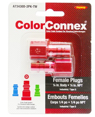 Red Plug 1/4in, FNPT 1/4in, 2pk