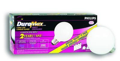 Bulb 25w DuraMax Globe G25 Med Base White 3pk
