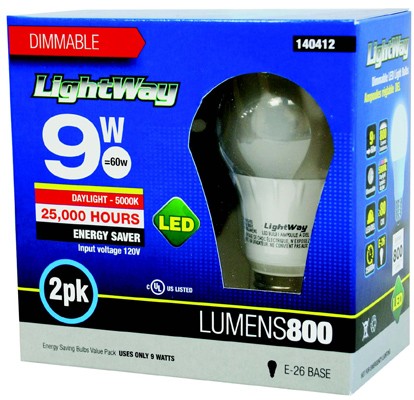 Bulb LED SOFT WHITE A19 5.5W 3000K Dimmable 2/pkg