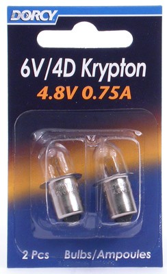 Bulb Repl 2.4V 0.7A Krypton Bulb for 6V/4D Flashlights Clear Dorcy 41-1663