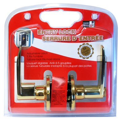 Door Lock Lever Entry Polished Brass