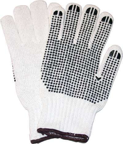 Gloves Knitted PVC Dots Brown (XL)