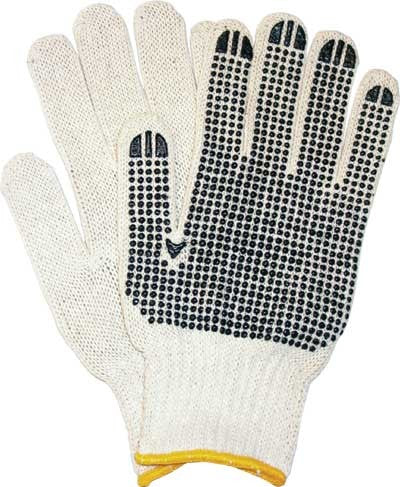 Gloves Knitted PVC Dots Unbleached (L)