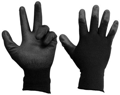 Gloves Polyester Liner with PU Palm Coating Black (XL)