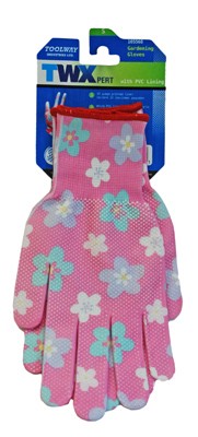 Gloves Garden Pink with PVC Dots (M) Dozen