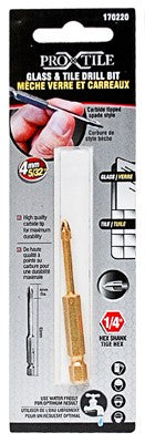 Drill Bit Glass & Tile Cross 5/32in x 65mm Carbide Tip 1/4in Shank