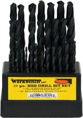 Drill Bit 1/16in-1/2in 29pc Set HSS