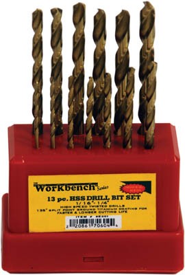 Drill Bit Tin/F GRND 13pc Set