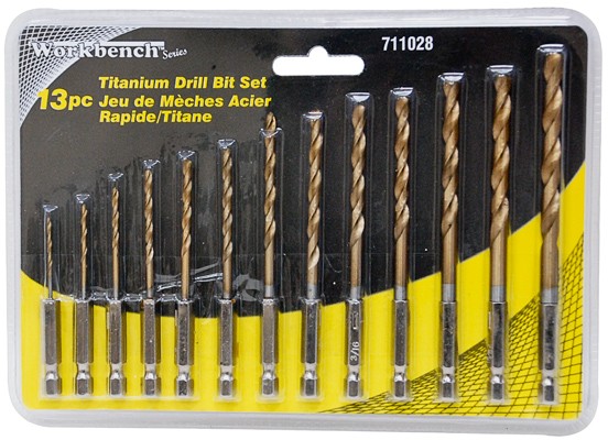 Drill Bit HSS Titanium Hex Shanks 13pc Set