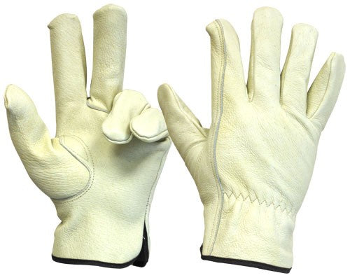 Driver Glove Unlined Pigsking Elastic Wrist Cotton Hemmed (XL)