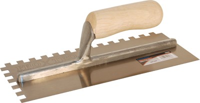 Trowel Notched 11in x 4in (3/8in SQ Notch) Wooden HDL
