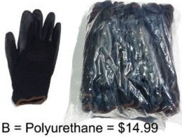 Gloves Polyester Liner with PU Palm Coating Black