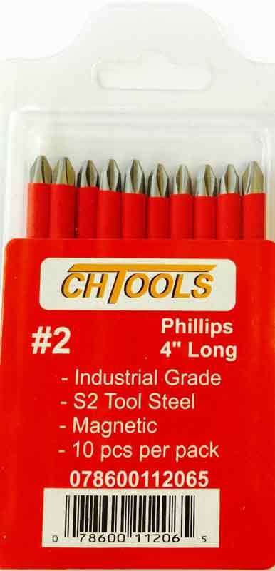 10 PCS Pack insulated magnetic Phillips Screwdriver Power Insert Bit No 2 BIT 4" LONG (No8 SCREW)