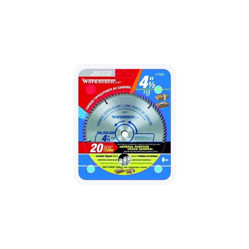 4-1/2" angle grinder saw blade Continuous Carbide Tooth for wood 40 teeth