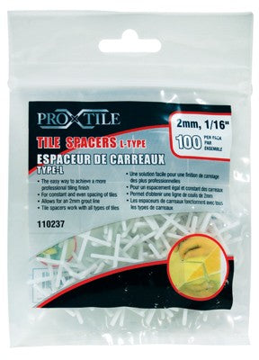 Tile Spacers 1/16in x 2mm L-Type 100/bag