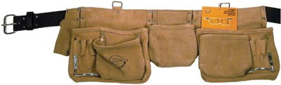 Carpenter Apron Split Leather 12 Pocket (2 lrg 3 med 7 sm) with 2in Leather Belt